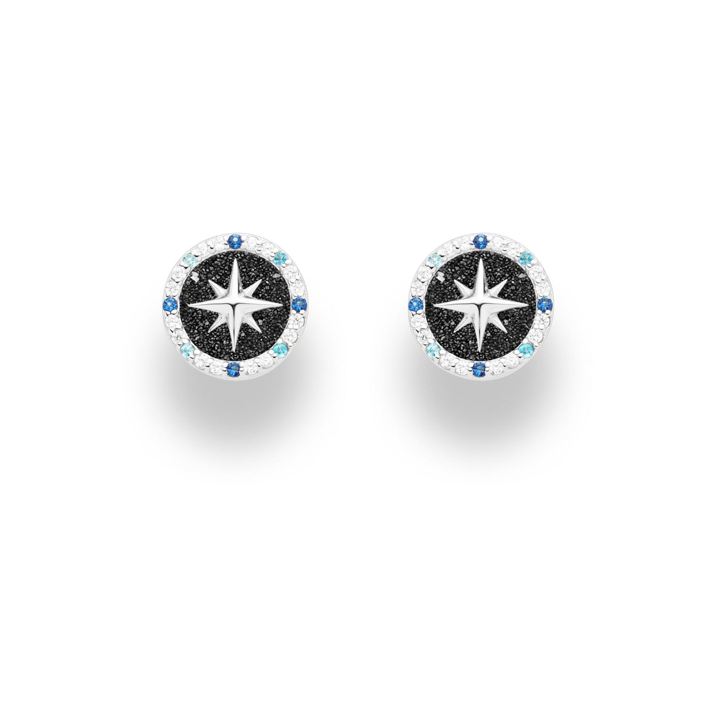 Ohrring "Kompassrose 2.0" 10 mm Zirkonia und Lavasand