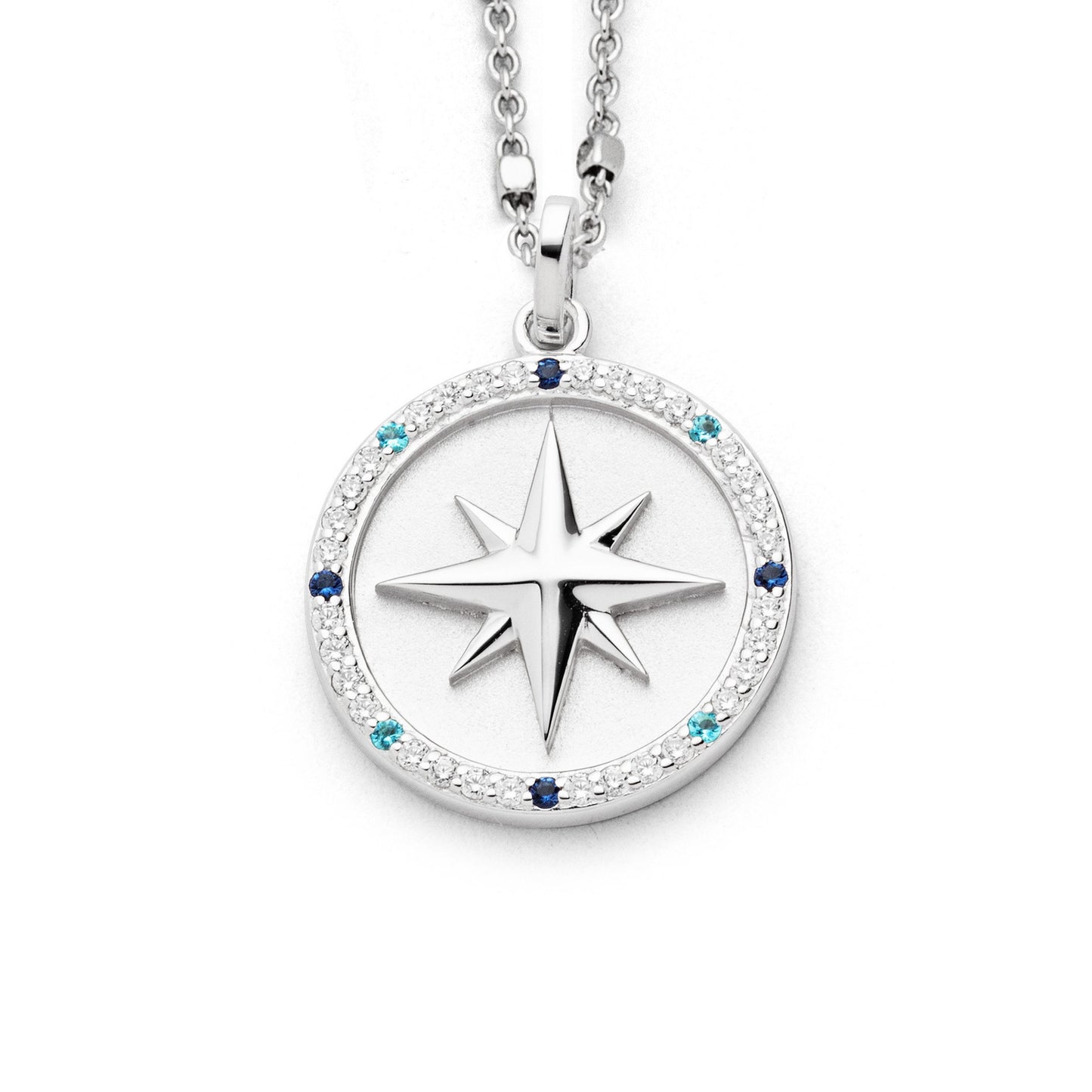 Anhänger "Kompassrose 2.0" Zirkonia, innen matt