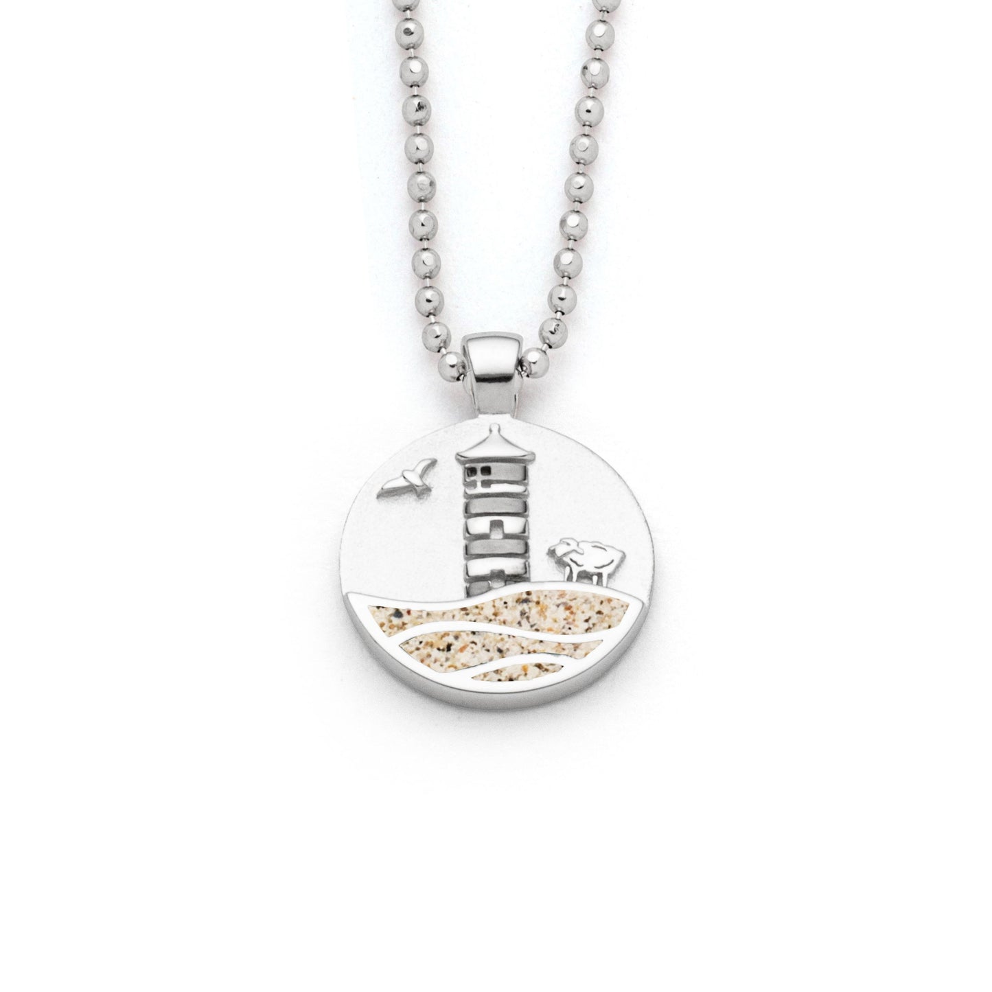 Anhänger Strandwellen 15 mm "Pilsumer Leuchtturm" Strandsand