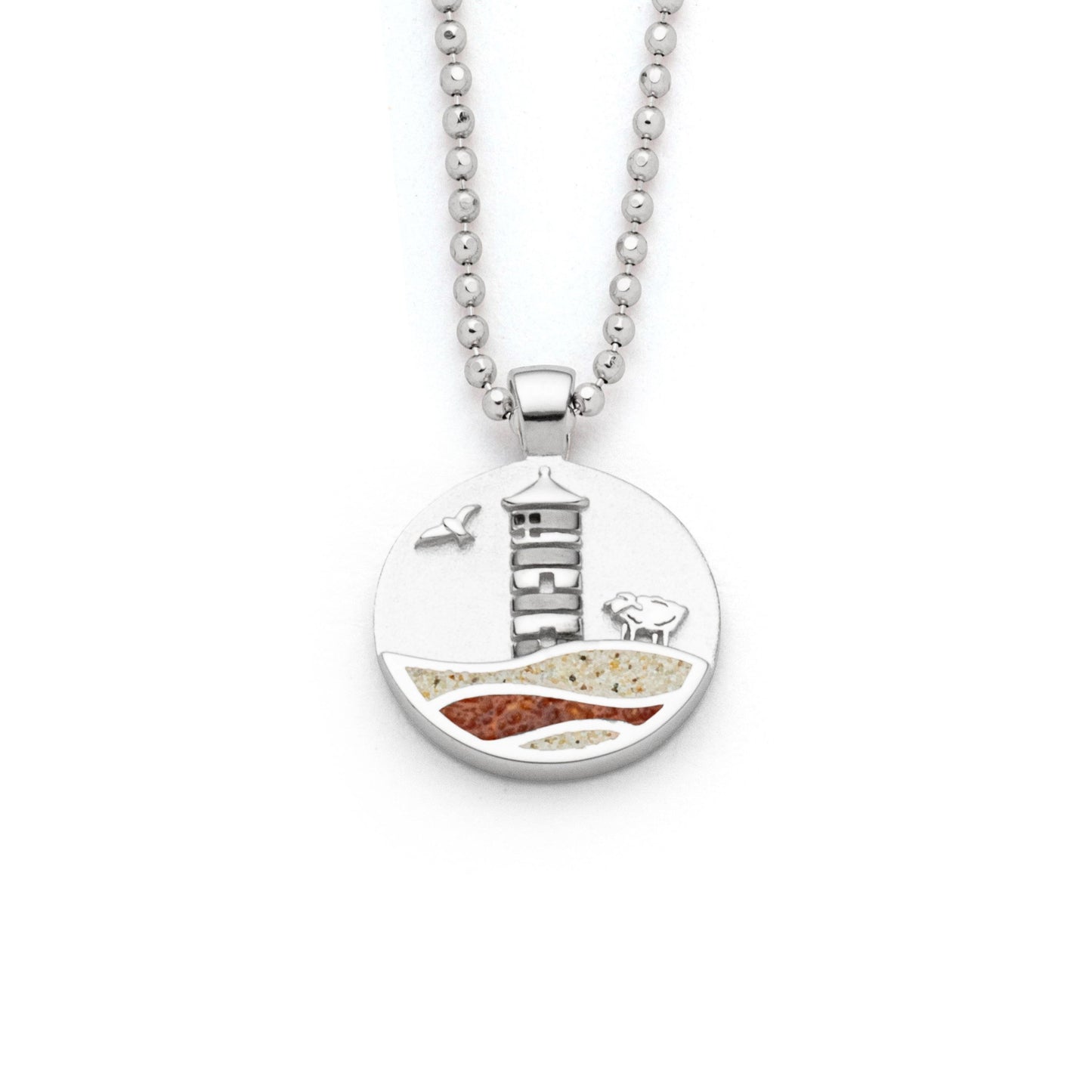 Anhänger Strandwellen 15 mm "Pilsumer Leuchtturm" Strandsand/Bernsteinsand