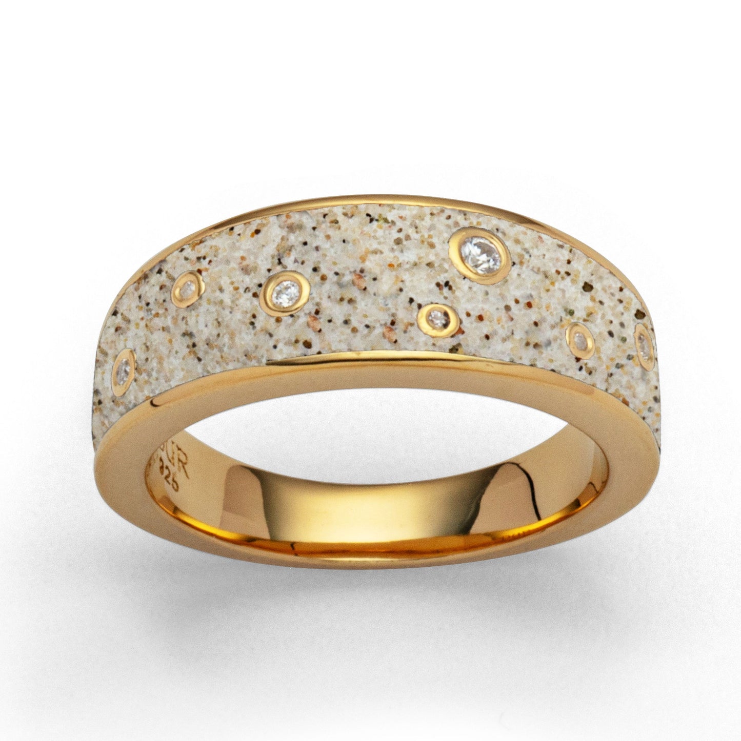 Ring "Monaco" Standsand/Zirkonia vergoldet