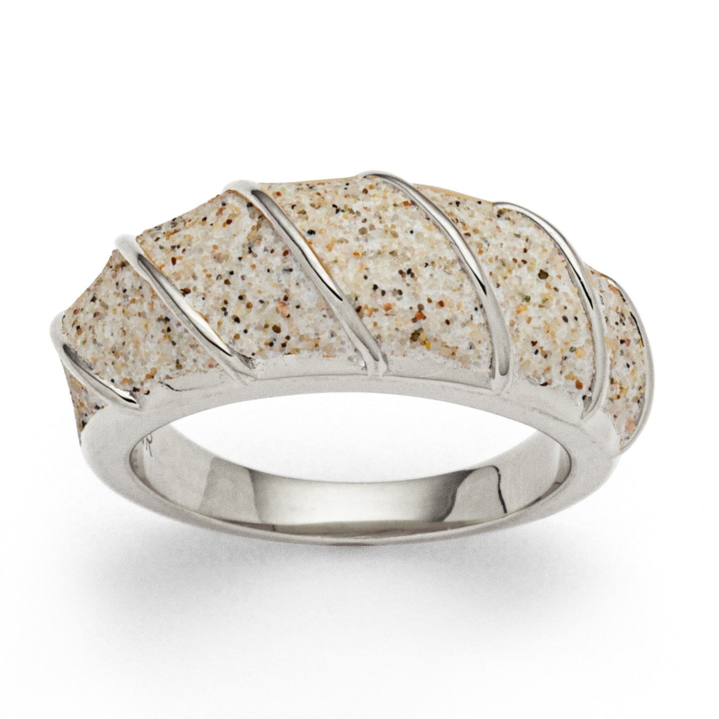 Ring "Bali" Strandsand rhodiniert
