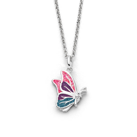 Kette "Butterfly" rosa, lila, blau Steinsand